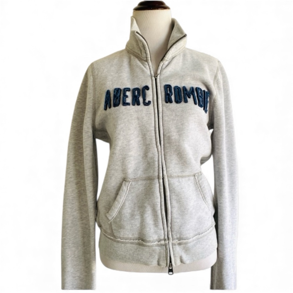 Abercrombie & Fitch Y2K Prep Gray Zip-Up Mock Neck Jacket Large Grunge  Vintage